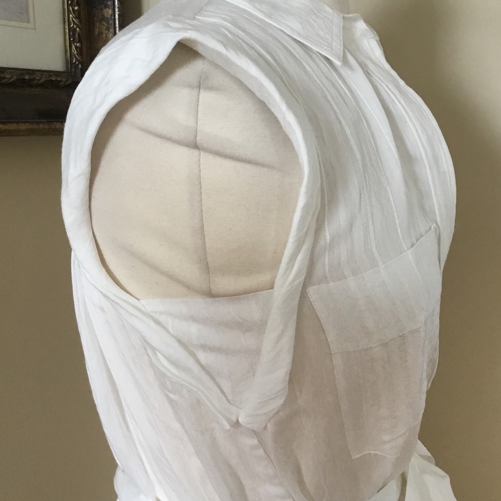 Vince White Rolled Sleeve Striped Midi Shirtdress XS - Picture 7 of 11